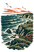 YebYeb Coastal Headland graphic hoodie artwork – design preview