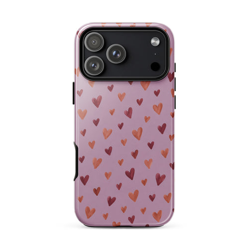 YebYeb Painted Hearts tough case in pink and burgundy – iPhone 17 pro max