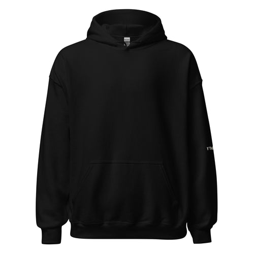Black YebYeb graphic hoodie – front view
